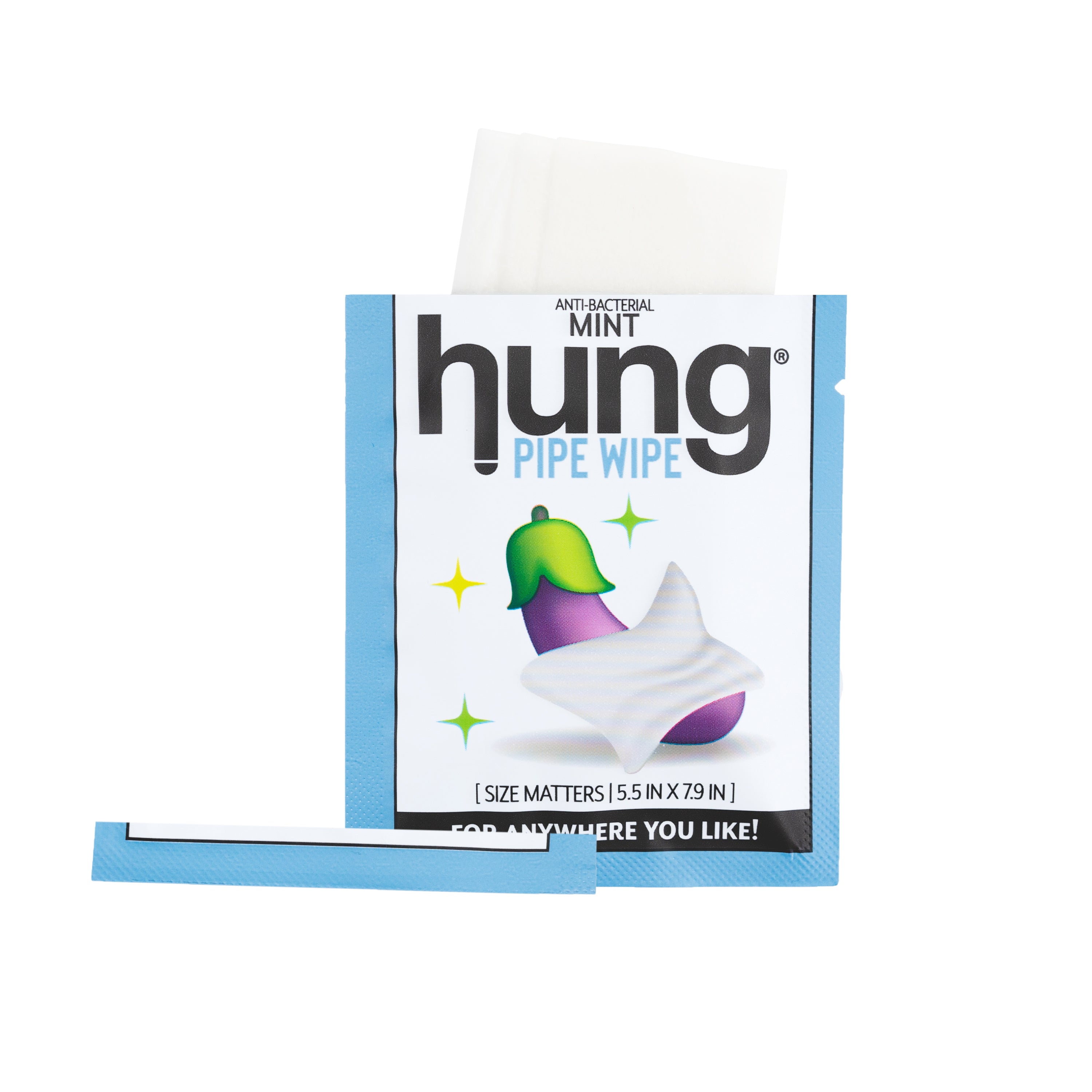 Hung Pipe Wipe Single Packet with Torn Top |  Male Hygiene for Anywhere You Like 